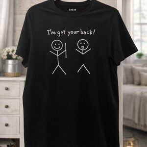 SHEIN Black Tee with Stick Figure Design